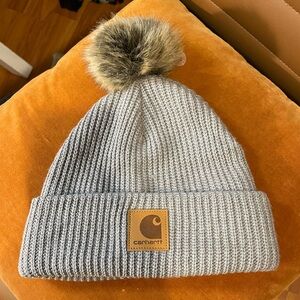 Carhartt Gray Pom Pom Beanie Hat
